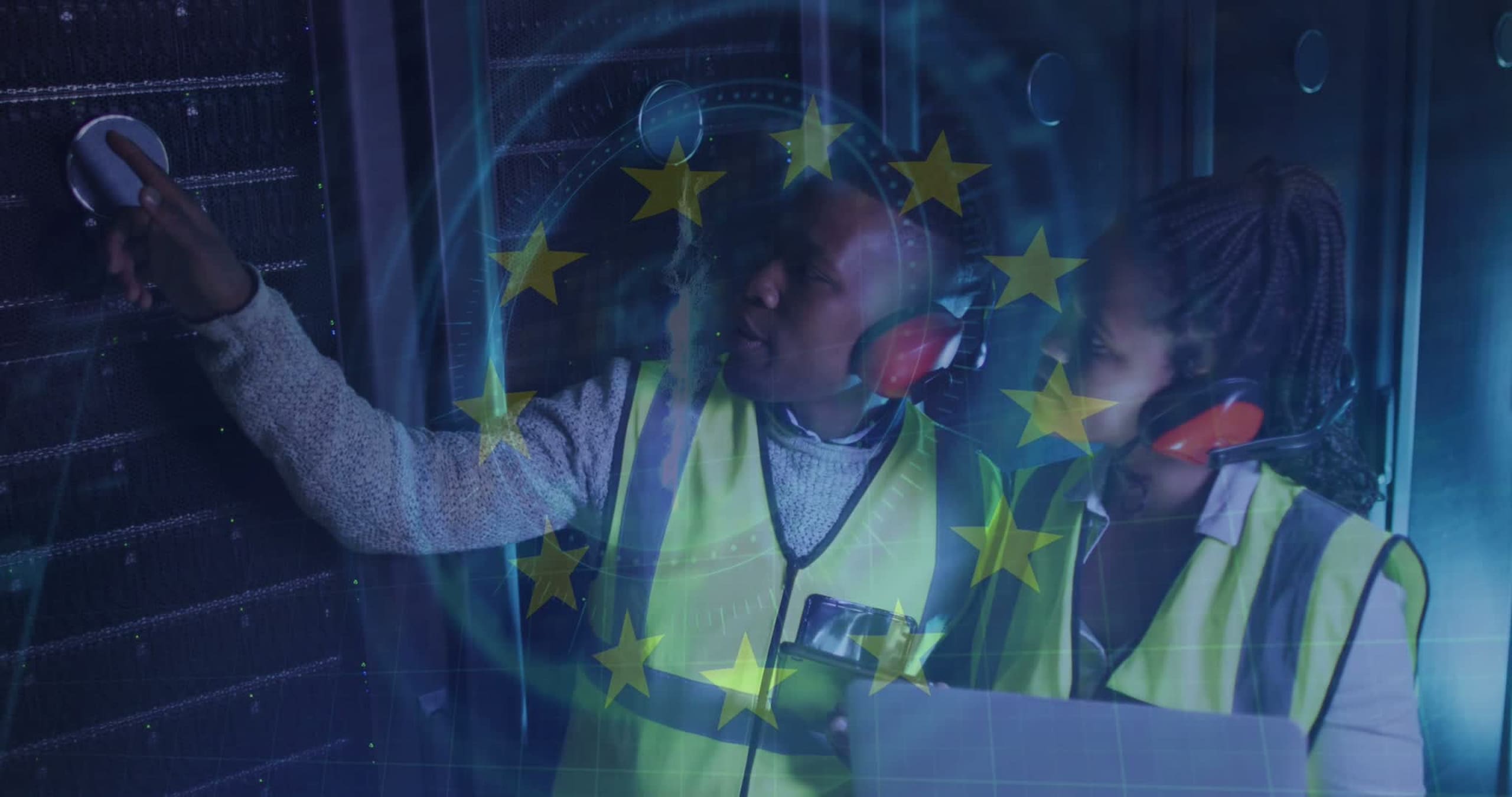 Workers in Europe with EU stars